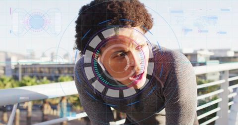 Digital Interface Projected on Resting African American Man - Download Free Stock Images Pikwizard.com