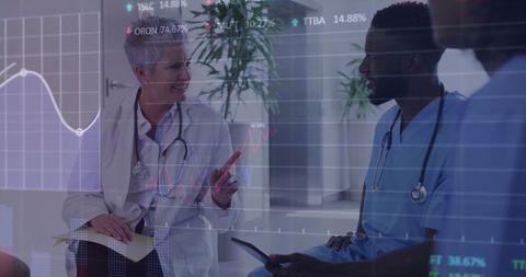 Diverse Healthcare Professionals Analyzing Medical Data Trends