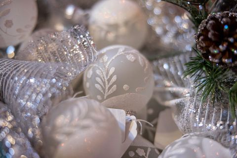 Elegant Silver and White Christmas Decor Mix Close-Up