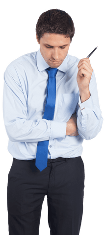Thoughtful Caucasian Businessman Standing on Transparent Background - Download Free Stock Videos Pikwizard.com