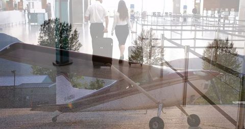 Composite of Airplane and Business Travelers at Airport Terminal - Download Free Stock Images Pikwizard.com
