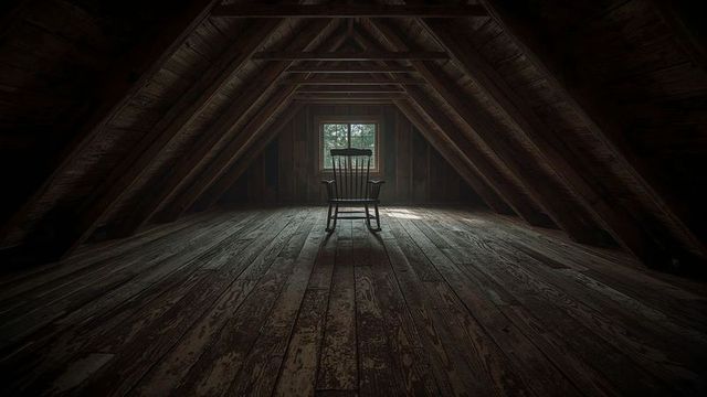 Vintage Rocking Chair in Moody Attic