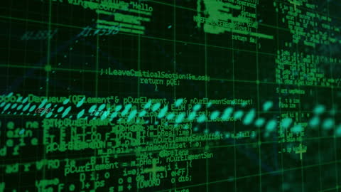 Green Digital Code Overlaying Financial Graphs