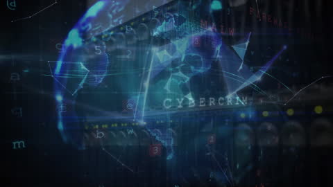 Global Cybersecurity Concept with Data Overlay and Technology Visuals