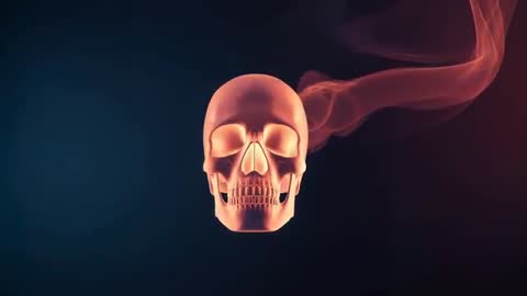 Glowing Skull with Swirling Smoke Animation