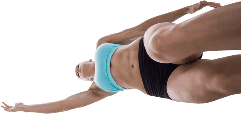 Female Athlete Leaping in Energetic Transparent Display