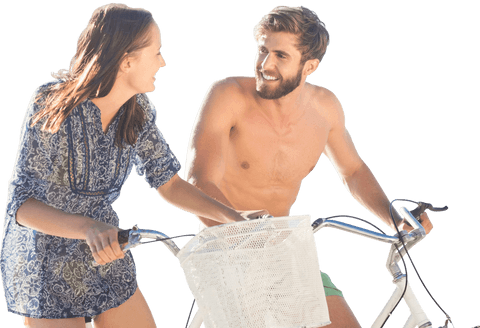 caucasian couple enjoying bicycle ride on transparent background - Download Free Stock Videos Pikwizard.com