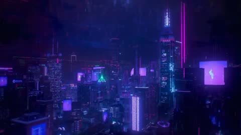 Pulsing Neon Skylines in Cyberpunk Cityscape