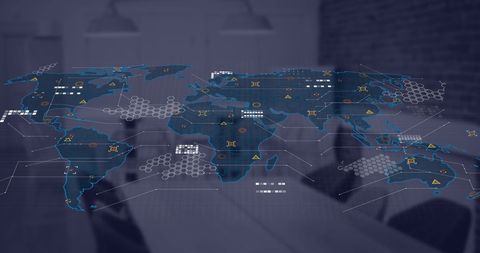 global financial data integration with virtual world map interface - Download Free Stock Images Pikwizard.com