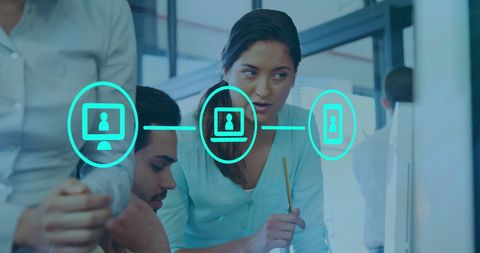 Collaborative Business Team with Digital Network Overlay