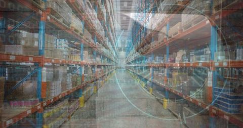 Large Warehouse Aisle with Stacked Shelves for Goods Storage - Download Free Stock Images Pikwizard.com