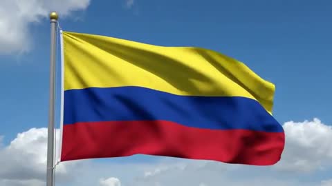 Colombian Flag Swaying in Gentle Wind with Vibrant Colors