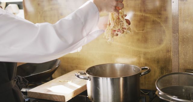 Chef Preparing Pasta in Professional Kitchen - Download Free Stock Images Pikwizard.com