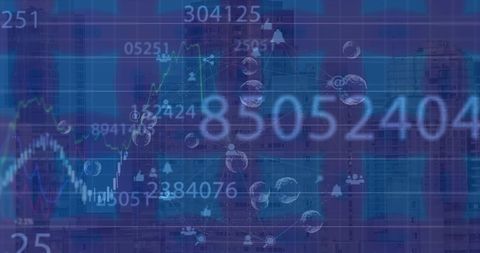 Futuristic data processing overlay on cityscape