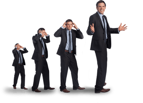 Transparent sequence of angry businessman on isolation