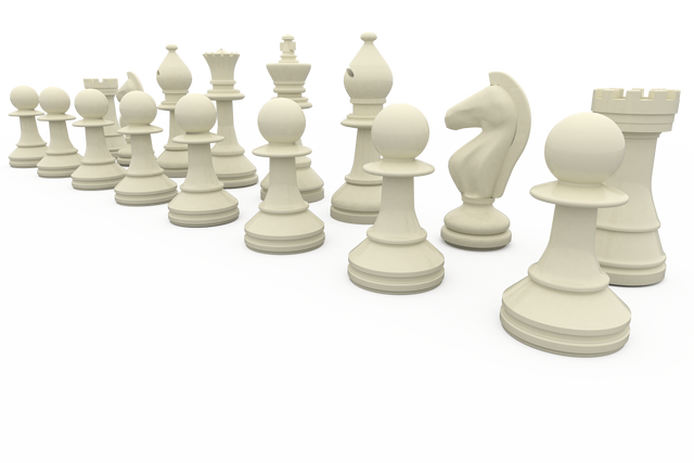 Transparent White Chess Pieces Forming Lineup on White Background - Download Free Stock Videos Pikwizard.com