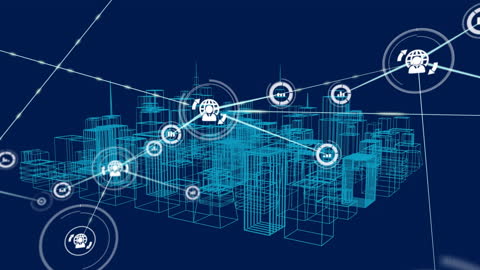 Digital Network and 3D Cities Connection Concept
