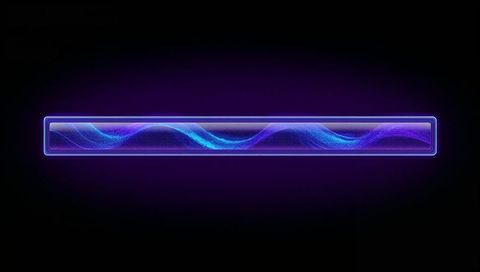 Glowing neon waveform panel with rounded glass border and dotted undulating grid display