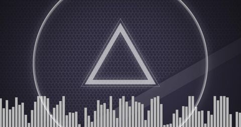Futuristic techno triangle with dynamic bar graphics