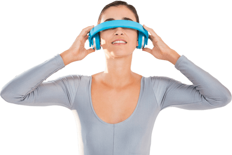 Smiling Woman Experiencing Virtual Reality with Transparent Headset - Download Free Stock Videos Pikwizard.com