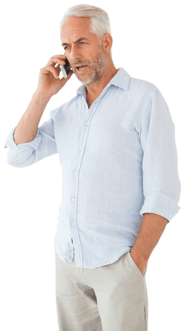 Serious Gray-Haired Man in Light Attire Transparent Background - Download Free Stock Videos Pikwizard.com