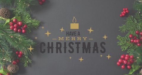 Merry Christmas Greeting with Festive Pine Needle Border - Download Free Stock Images Pikwizard.com