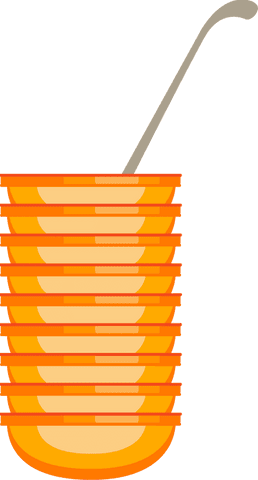 stacked nested orange mixing bowls with ladle on transparent background - Download Free Stock Videos Pikwizard.com