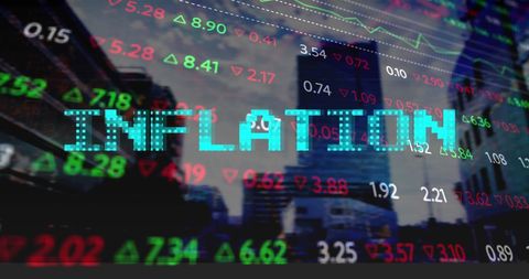 Inflation Text Overlapping Digital Stock Market Cityscape - Download Free Stock Images Pikwizard.com