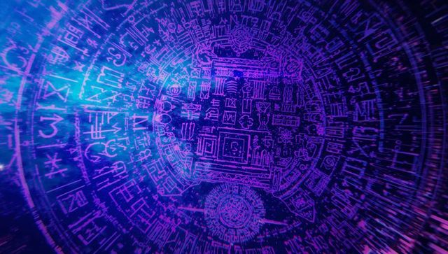 Futuristic digital mandala glowing with neon radiance