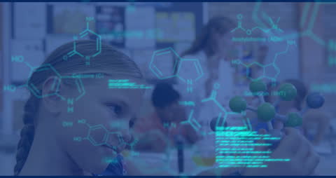 Schoolgirl Exploring Molecular Model in Science Class