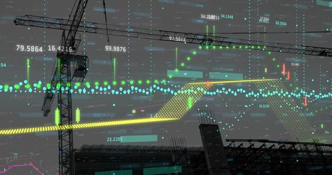 construction site merging with financial data stream - Download Free Stock Images Pikwizard.com
