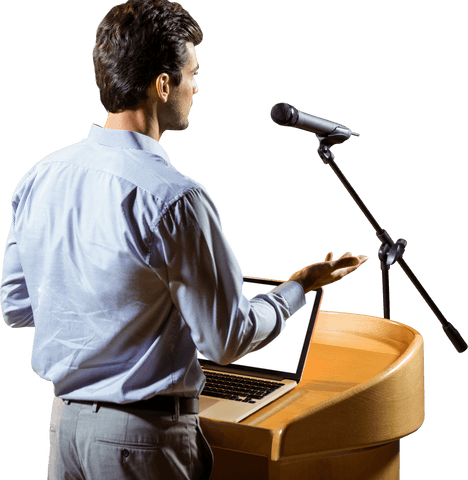 transparent businessman giving presentation speech at podium - Download Free Stock Videos Pikwizard.com