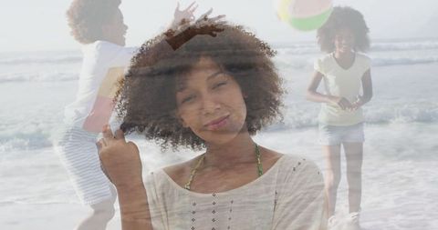 Family Enjoying Fun Time at Beach with Vibrant Atmosphere