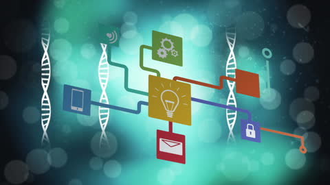 Digital Network with DNA Connection on Abstract Background