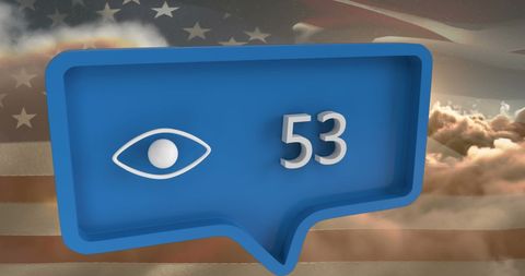 Social Media Engagement Sight Icon USA Flag Background