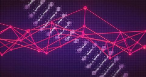 abstract dna strand with digital connections on purple background - Download Free Stock Images Pikwizard.com