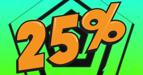 25 Percent Discount Green Background with Pentagons