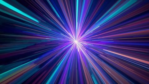 Neon starburst emitting color beams through dynamic radial light motion