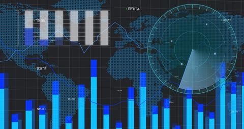 Global Financial Data Analysis with Interactive Graphs and Radar - Download Free Stock Images Pikwizard.com