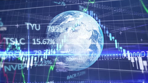Global Market Trends with Glowing Earth and Stock Graphs
