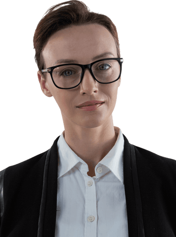Transparent Confident Businesswoman With Glasses