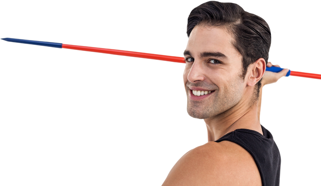 Transparent Portrait of Smiling Athlete Holding Javelin Spear - Download Free Stock Videos Pikwizard.com