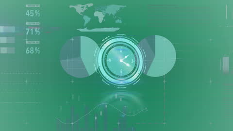 Digital Clock Interface with Transparent Graph Overlays