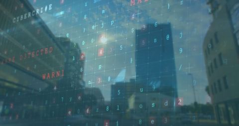 Abstract Cybersecurity Interface with Cityscape Background - Download Free Stock Images Pikwizard.com