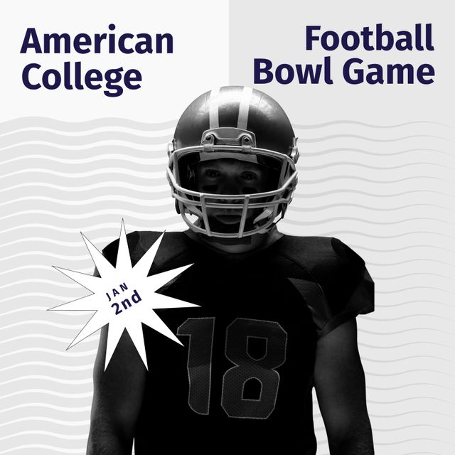 American College Football Player with Event Announcement Design - Download Free Stock Templates Pikwizard.com