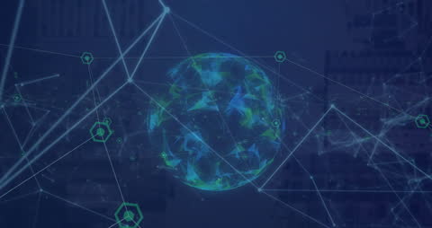 Futuristic Global Network Connections Over Digital Earth