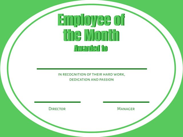 Employee of the Month Certificate with Bold Green Border for Corporate Recognition - Download Free Stock Templates Pikwizard.com