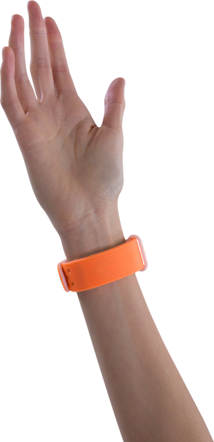 Close-up of Hand Wearing Orange Transparent Fitness Band - Download Free Stock Videos Pikwizard.com