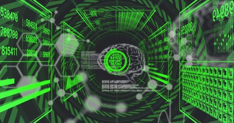 Futuristic Digital Data Processing Tunnel with Brain Interface - Download Free Stock Images Pikwizard.com