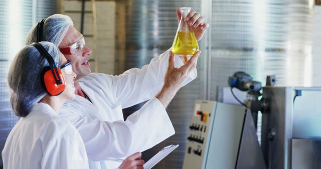 Scientists Analyzing Liquid Sample in Industrial Laboratory - Download Free Stock Images Pikwizard.com